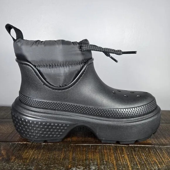 NEW Crocs Stomp Puff Rain Boots Womens Size 6 Rubber Boots Shoes Black Mens 4