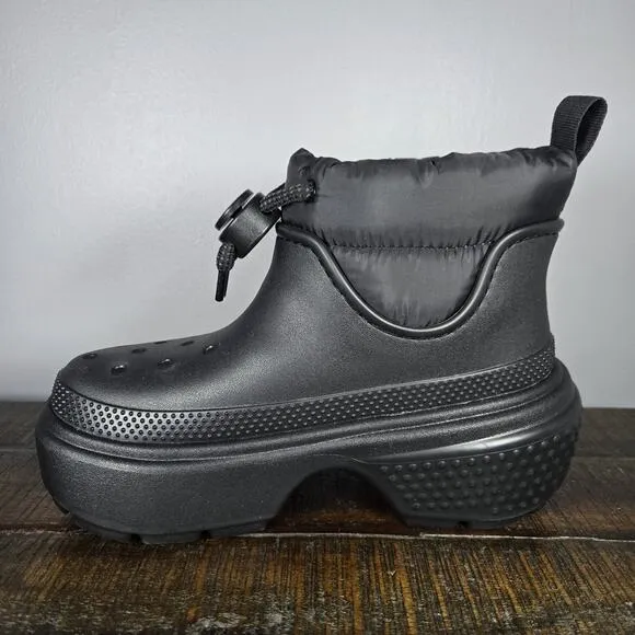 NEW Crocs Stomp Puff Rain Boots Womens Size 6 Rubber Boots Shoes Black Mens 4