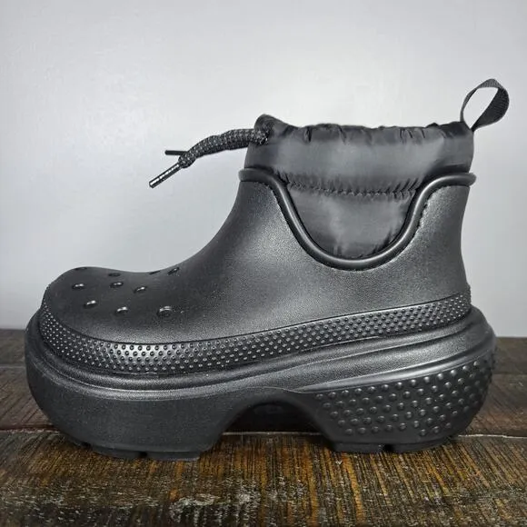 NEW Crocs Stomp Puff Rain Boots Womens Size 6 Rubber Boots Shoes Black Mens 4