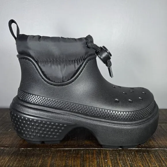 NEW Crocs Stomp Puff Rain Boots Womens Size 6 Rubber Boots Shoes Black Mens 4