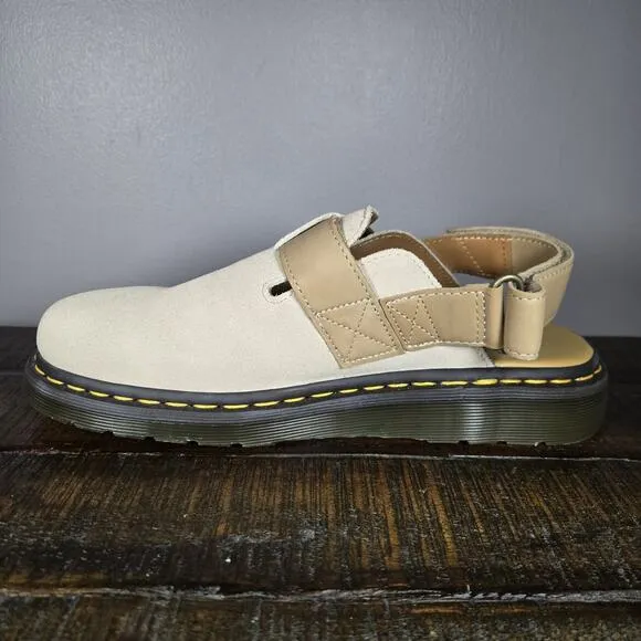 NEW Dr Doc Martens Jorge II Womens Size 10 Cream Suede Strappy Clogs Mules Shoes