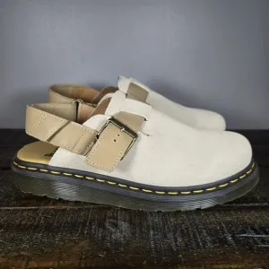 NEW Dr Doc Martens Jorge II Womens Size 10 Cream Suede Strappy Clogs Mules Shoes