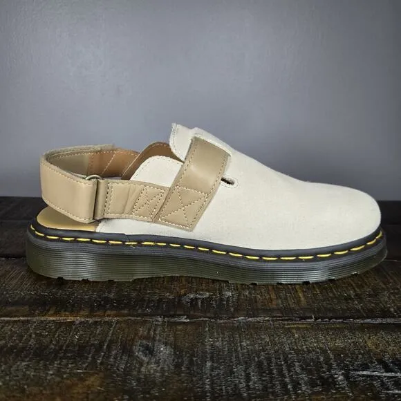 NEW Dr Doc Martens Jorge II Womens Size 10 Cream Suede Strappy Clogs Mules Shoes