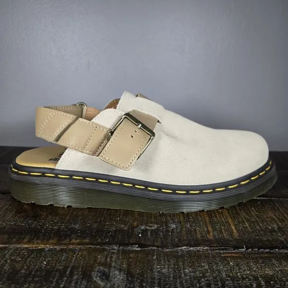 NEW Dr Doc Martens Jorge II Womens Size 10 Cream Suede Strappy Clogs Mules Shoes