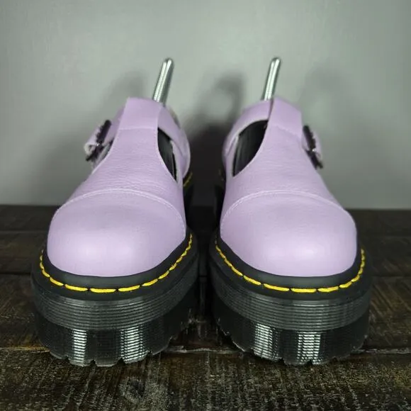 NEW Dr Martens Bethan Womens Size 6 Leather Double Strap Platform Shoes Purple
