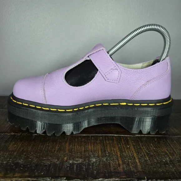 NEW Dr Martens Bethan Womens Size 6 Leather Double Strap Platform Shoes Purple