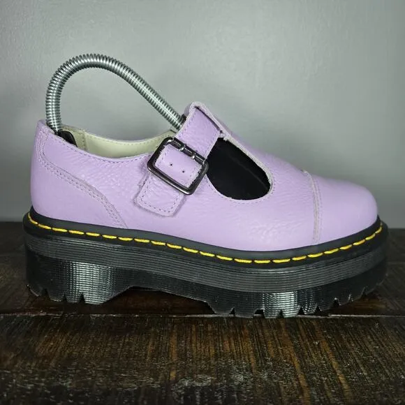 NEW Dr Martens Bethan Womens Size 6 Leather Double Strap Platform Shoes Purple