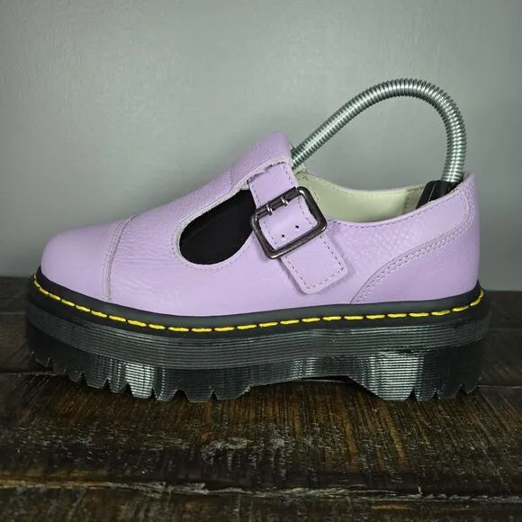 NEW Dr Martens Bethan Womens Size 6 Leather Double Strap Platform Shoes Purple
