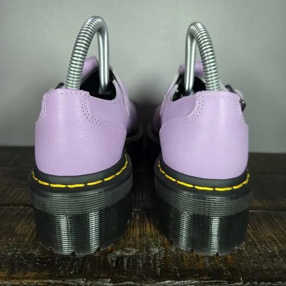 NEW Dr Martens Bethan Womens Size 6 Leather Double Strap Platform Shoes Purple