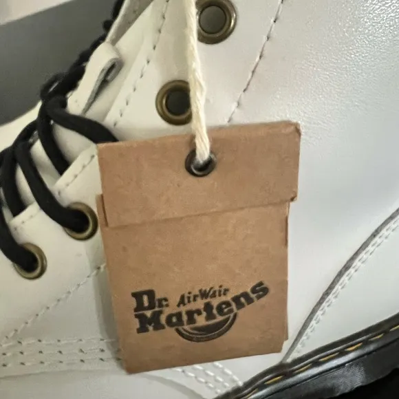New Dr Martens combat boots white leather ankle Zavala womens 8