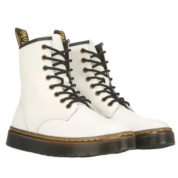 New Dr Martens combat boots white leather ankle Zavala womens 8