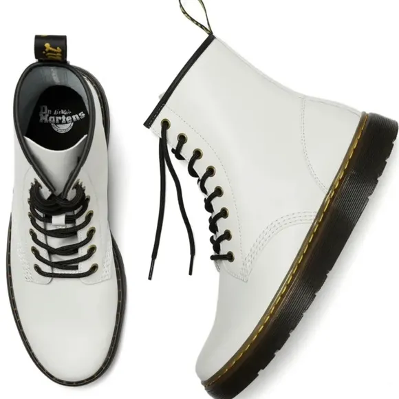New Dr Martens combat boots white leather ankle Zavala womens 8