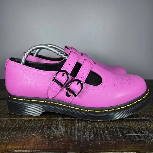 NEW Dr Martens Mary Jane Womens Size 6 Leather Double Strap Shoes Pink Black