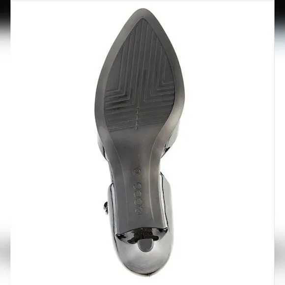 New ECCO Shape 45 Pointed Sleek Patent Leather Black Shiny Pumps 7