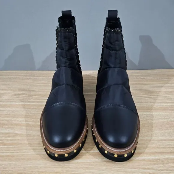 NEW Free People Atlas Ankle Bootie Puffer Chelsea Black EU Size 39.5