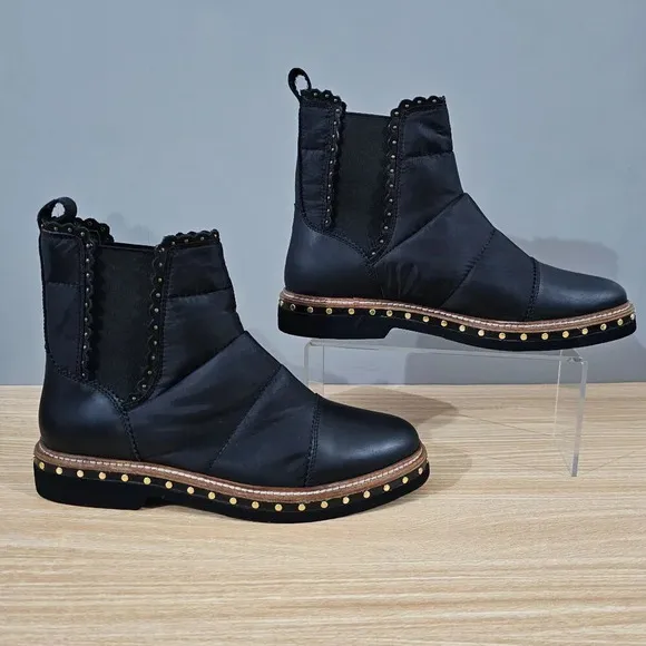 NEW Free People Atlas Ankle Bootie Puffer Chelsea Black EU Size 39.5