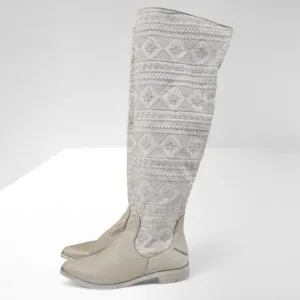 NEW Free People Bren Slouch Knee High Boot Ecru Cream White EU 38