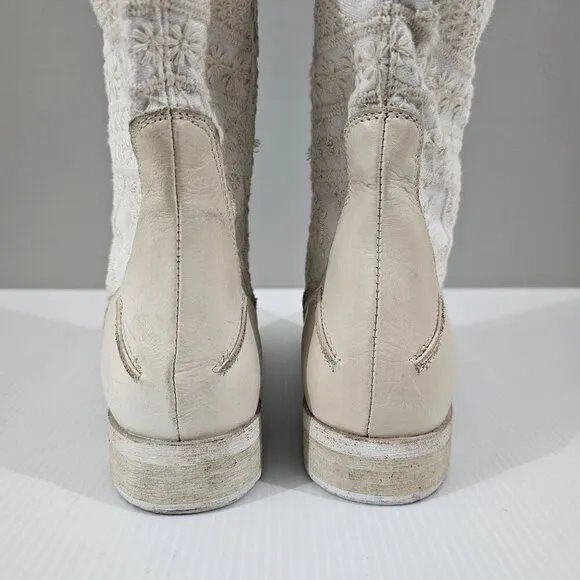 NEW Free People Bren Slouch Knee High Boot Ecru Cream White EU 38
