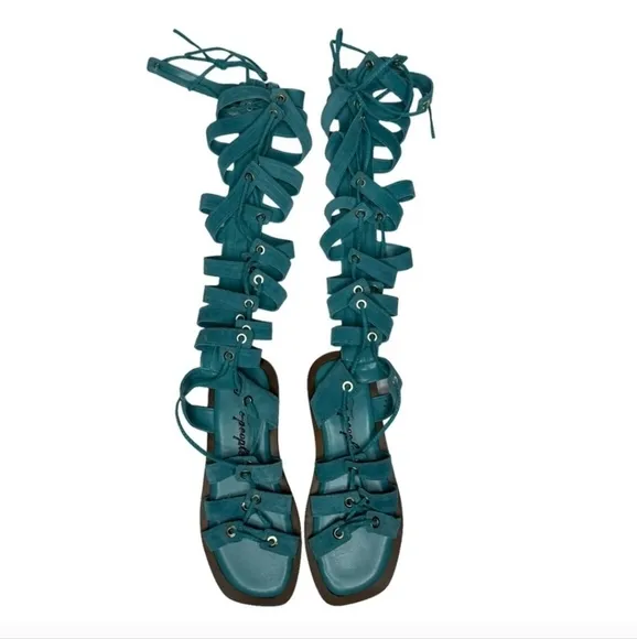 NEW Free People Sun Chaser Tall Gladiator Sandals 39 Turquoise $178