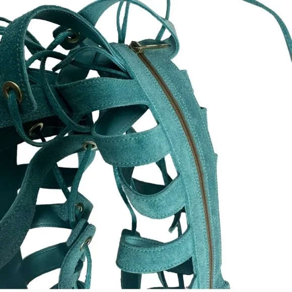 NEW Free People Sun Chaser Tall Gladiator Sandals 39 Turquoise $178