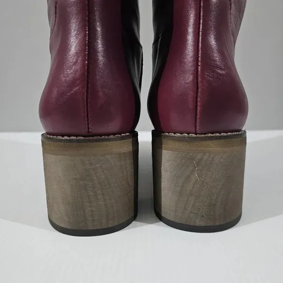 NEW Free People Tabby Ankle Boot Block Heel Wild Mulberry Leather EU 42
