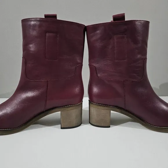 NEW Free People Tabby Ankle Boot Block Heel Wild Mulberry Leather EU 42