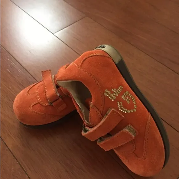 New GF Ferre Girl Baby Toddler Suede Orange Sneakers Shoes 22 6