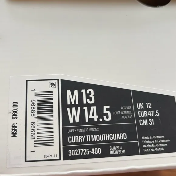 NEW IN BOX Curry 11 Mouthguard Shoes in Blue by Under Armour