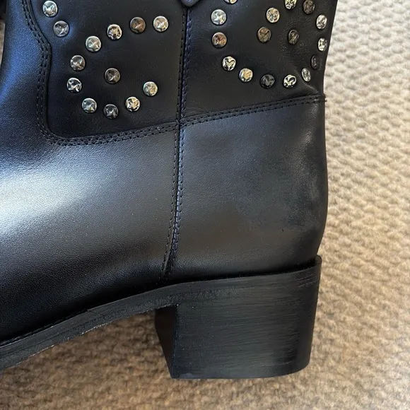 NEW in Box Free People Leather Harmony Studded Boots Black Size 8 1/2