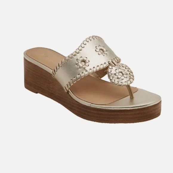 New Jack Rogers The Jacks mid wedge cork sandals in Gold Size 9.5