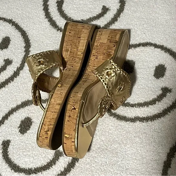 New Jack Rogers The Jacks mid wedge cork sandals in Gold Size 9.5