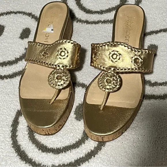 New Jack Rogers The Jacks mid wedge cork sandals in Gold Size 9.5