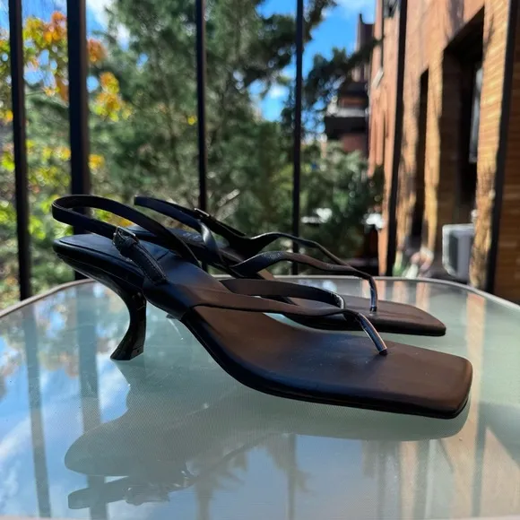 New Jeffrey Campbell Fused Sandal Kitten Heel Shoes Open Toe in Black