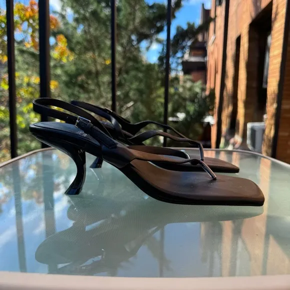 New Jeffrey Campbell Fused Sandal Kitten Heel Shoes Open Toe in Black