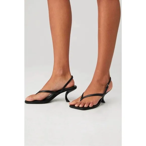 New Jeffrey Campbell Fused Sandal Kitten Heel Shoes Open Toe in Black