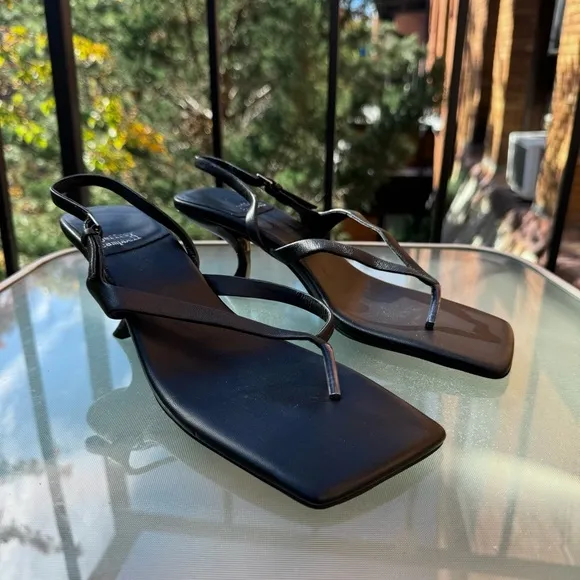 New Jeffrey Campbell Fused Sandal Kitten Heel Shoes Open Toe in Black