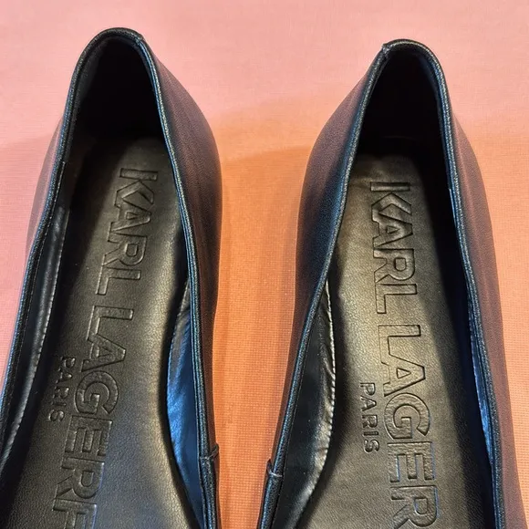 New Karl Lagerfeld Leather Shoes. Black. Size 8.