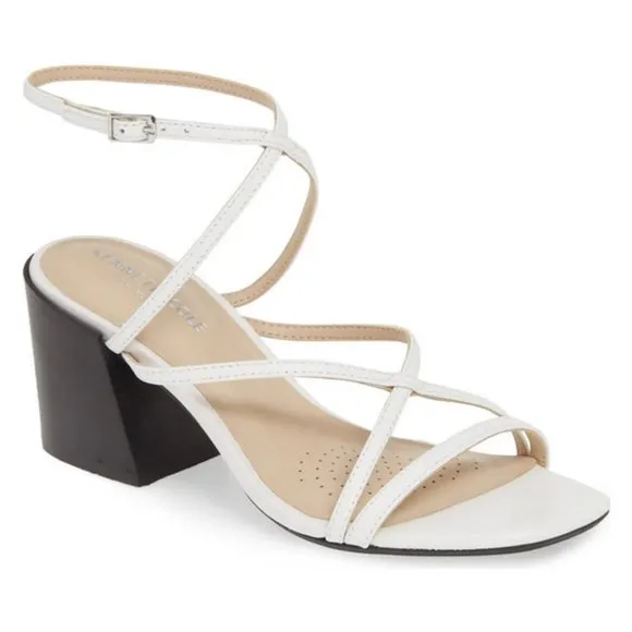 NEW Kenneth Cole New York Size 9 Women's Martha Strappy Block Heel Sandal, White