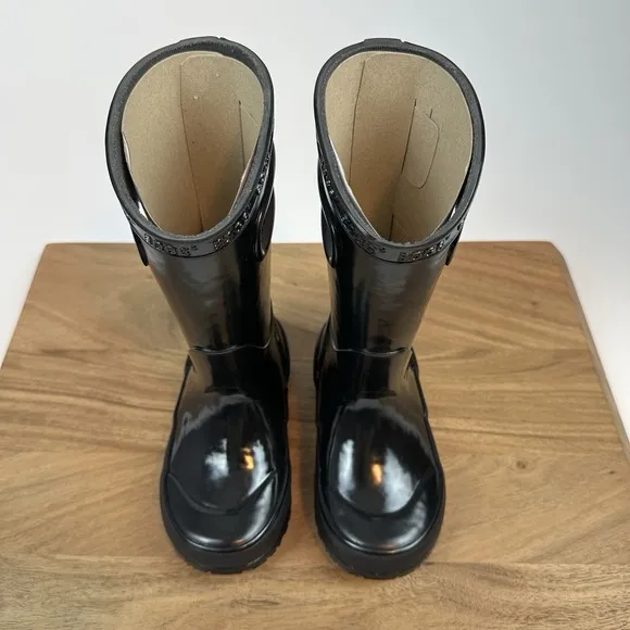 New Little Kids Childrens Bogs Solid Black Waterproof Rubber Rain Boots Size 9 C
