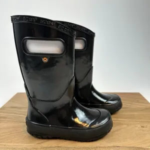 New Little Kids Childrens Bogs Solid Black Waterproof Rubber Rain Boots Size 9 C