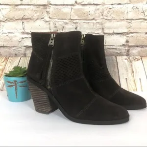 NEW Lucky Brand Ramses Ankle Boots Womens 6.5 Dark Brown Suede Leather