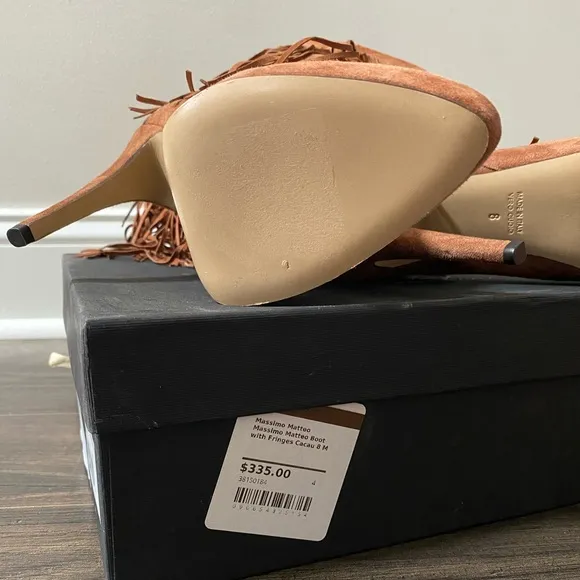 New! Massimo Matteo Boot with Fringes Cacau