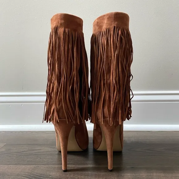 New! Massimo Matteo Boot with Fringes Cacau