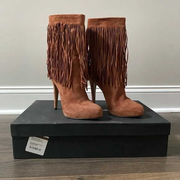 New! Massimo Matteo Boot with Fringes Cacau