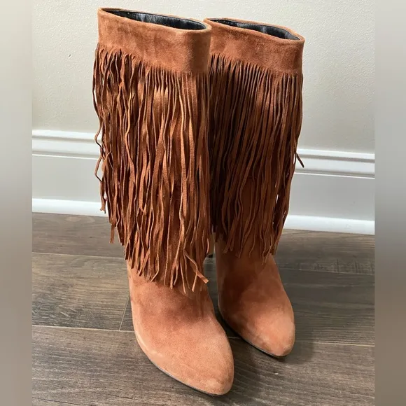 New! Massimo Matteo Boot with Fringes Cacau