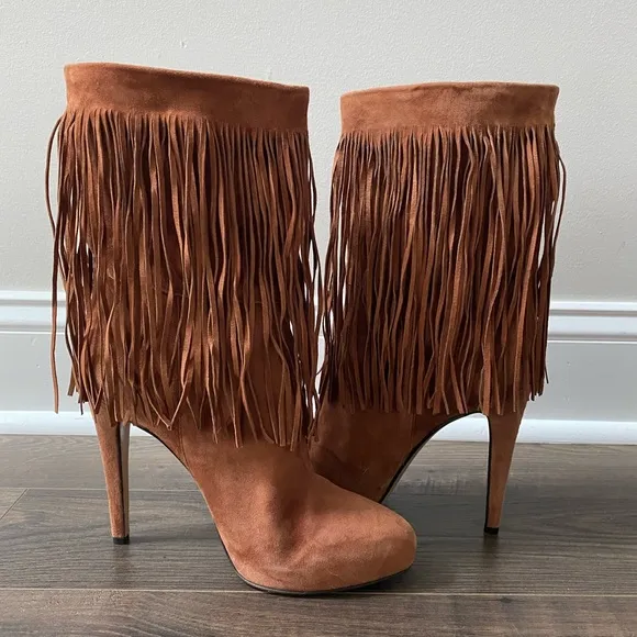 New! Massimo Matteo Boot with Fringes Cacau