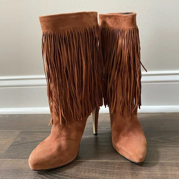 New! Massimo Matteo Boot with Fringes Cacau