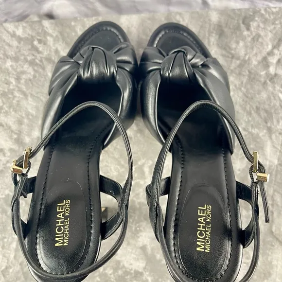 New Michael Kors Elena Black Platform Sandals 9M