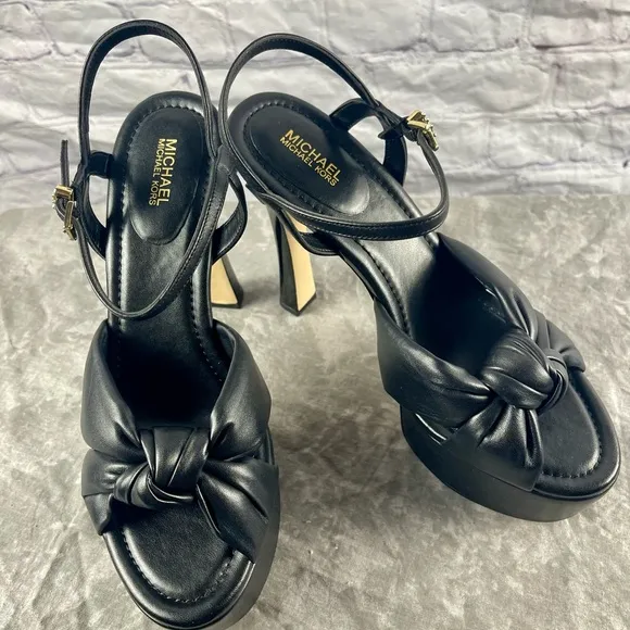 New Michael Kors Elena Black Platform Sandals 9M
