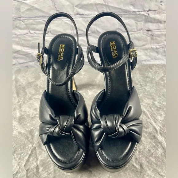 New Michael Kors Elena Black Platform Sandals 9M